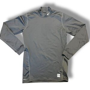 Nike Pro Dri Fit Combat Charcoal Long Sleeve Performance Shirt Fitted Size L
